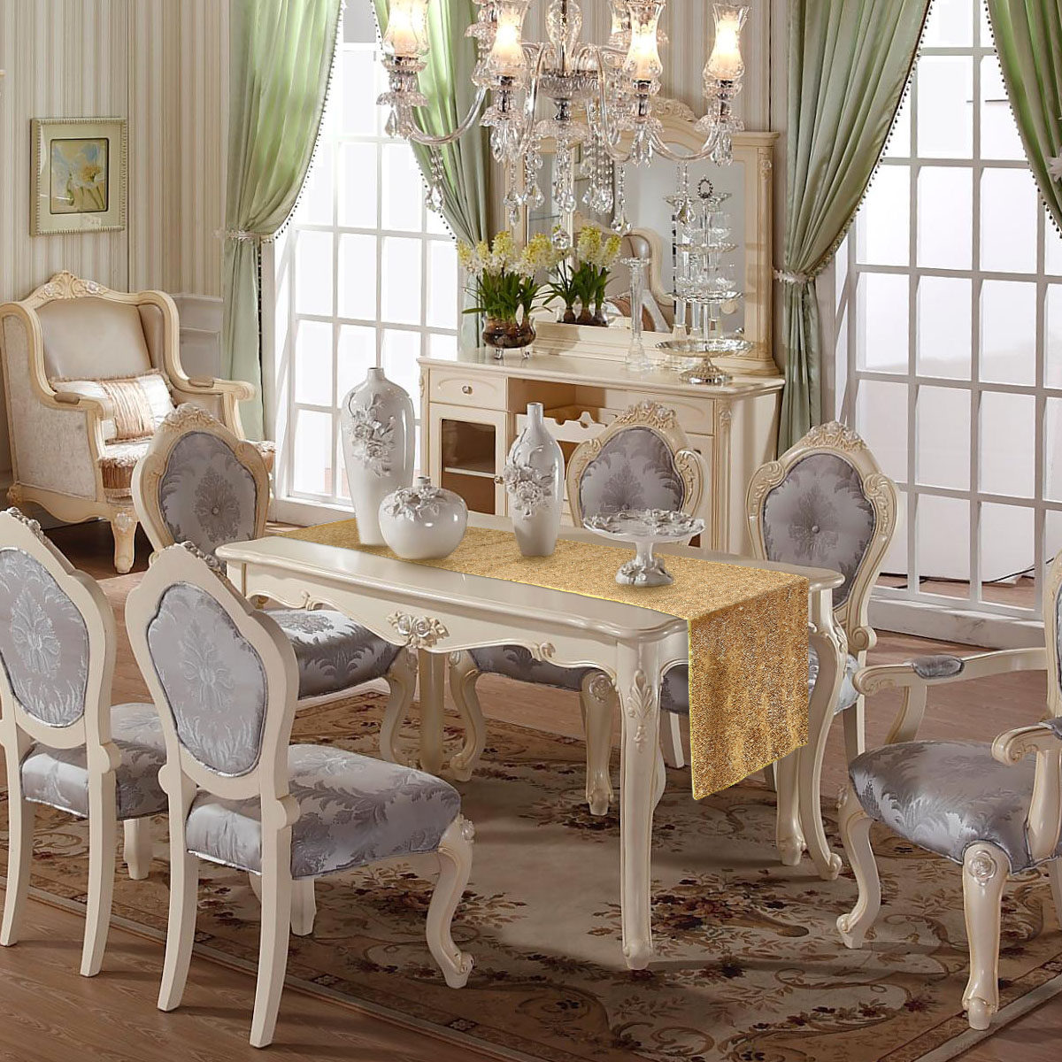 Table Runner Sequin - Złoty bieżnik na stół z cekinami