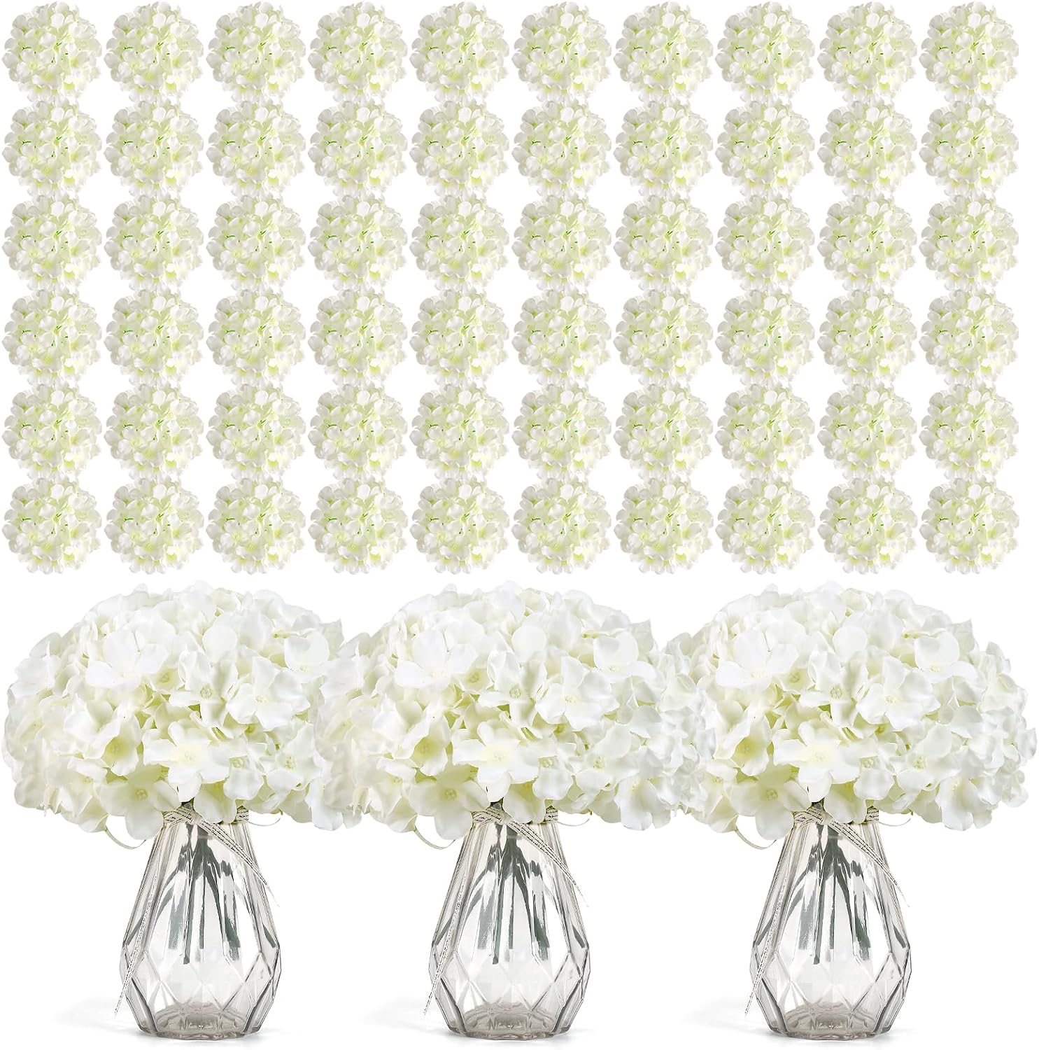 Wedding Supply In Bulk - 304 sztuki białych sztucznych hortensji z