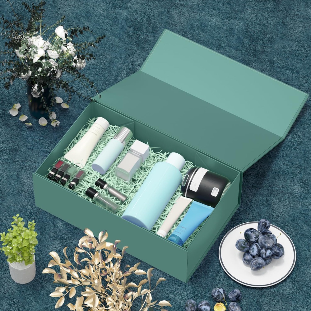 Wedding Packaging - Zielone pudełko prezentowe z magnetycznym zamknięciem,