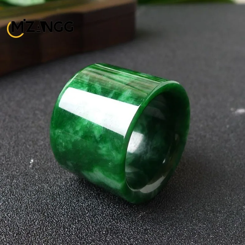 Wedding Zone - Naturalny Myanmar jadeitowy pierścionek chiński Carving