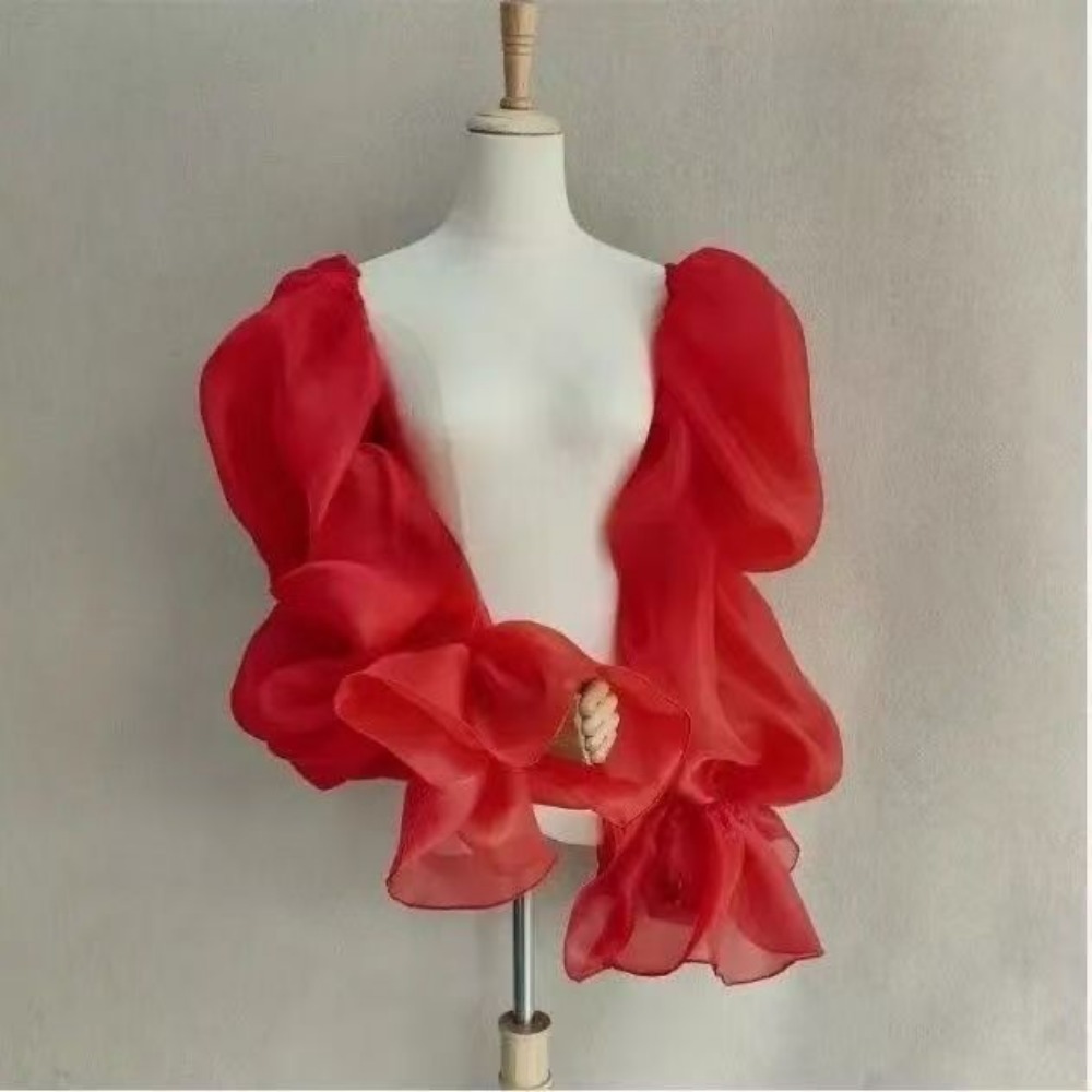 Wedding Dress Supply - Eleganckie, bufiaste rękawki ślubne, marszczone długie