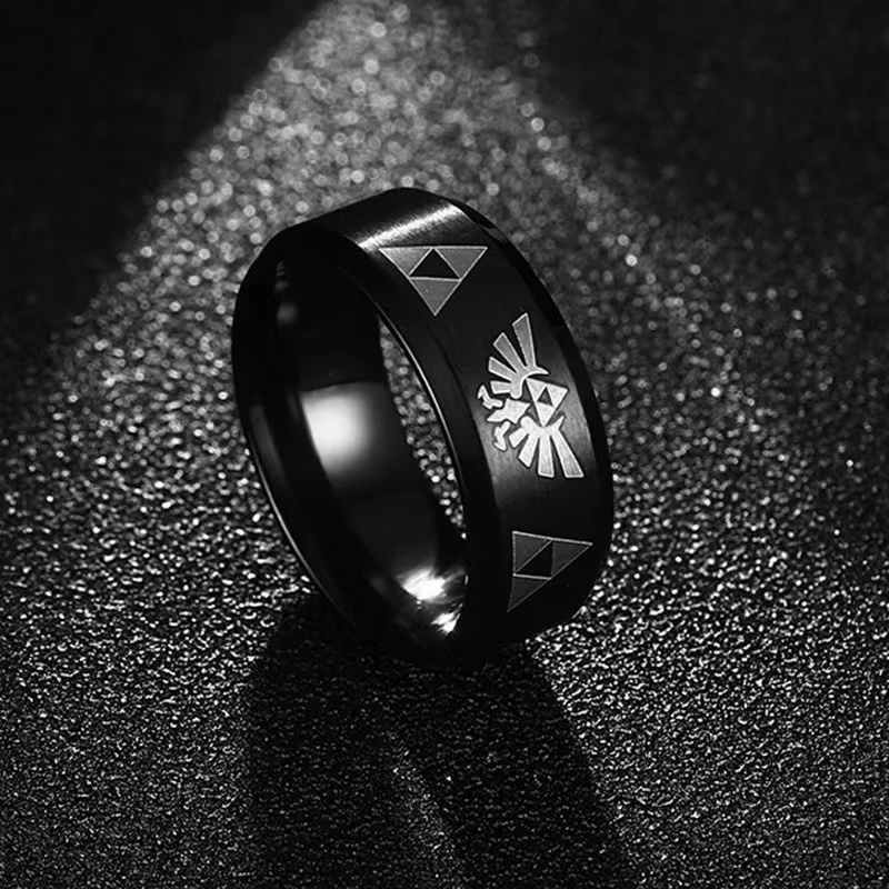 Wedding Zone - Pierścionek Trójkąt Triforce Anime Moda Stal