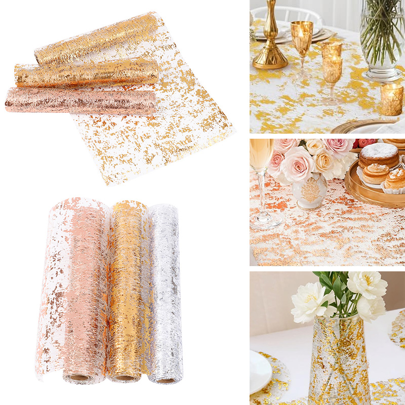 Table Runner Sequin - Metaliczny złoty bieżnik na stół z
