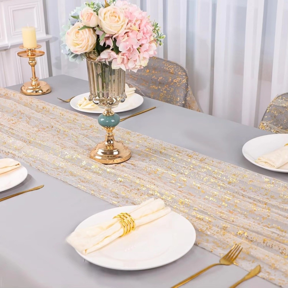 Table Runner Sequin - Złoty Brokatowy Bieżnik na Stół z