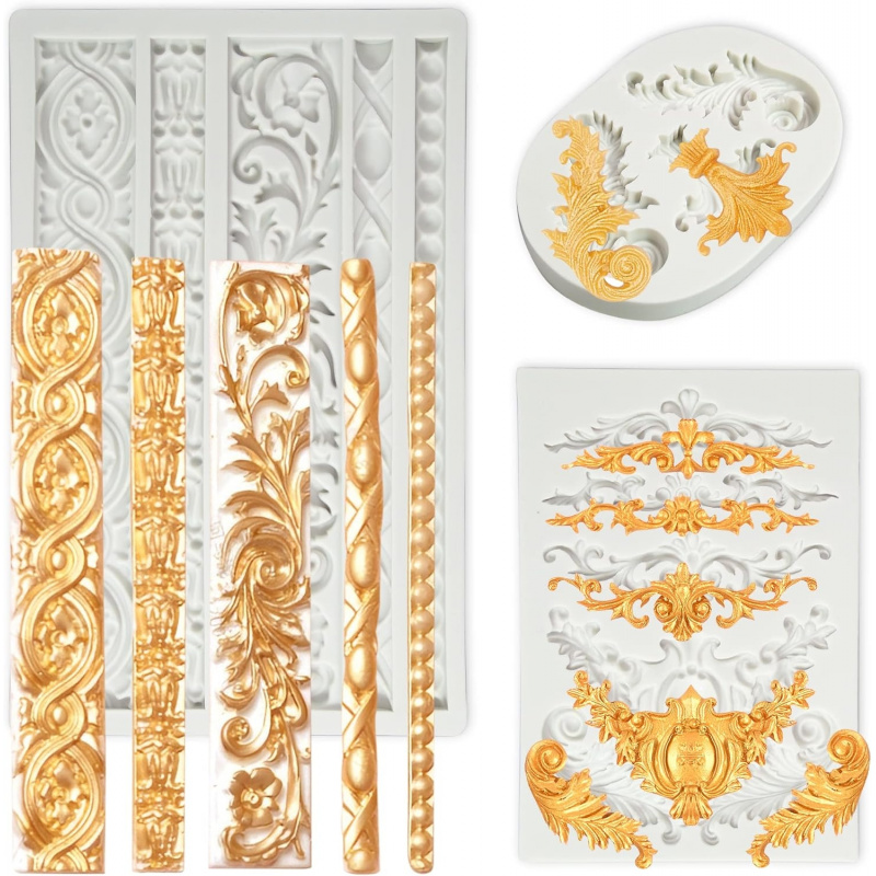 Wedding Vendor - 3-częściowy silikonowy zestaw foremek barokowych, silikonowa