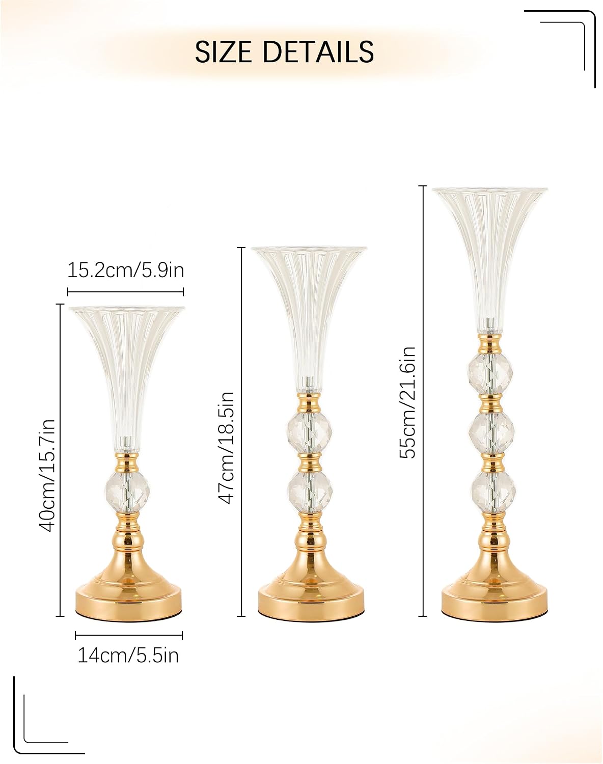 Zestaw 3 złotych akrylowych wa – Centerpiece Vase Tall recenzja i cena