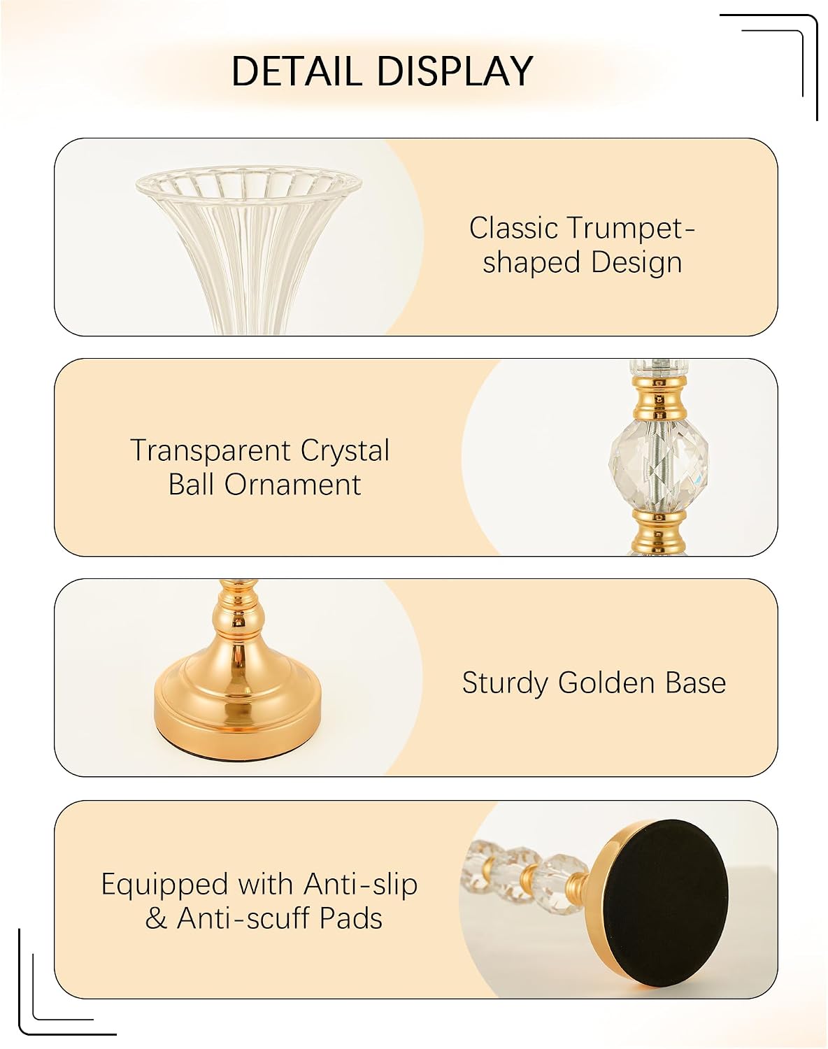 Zestaw 3 złotych akrylowych wa – Centerpiece Vase Tall recenzja i cena