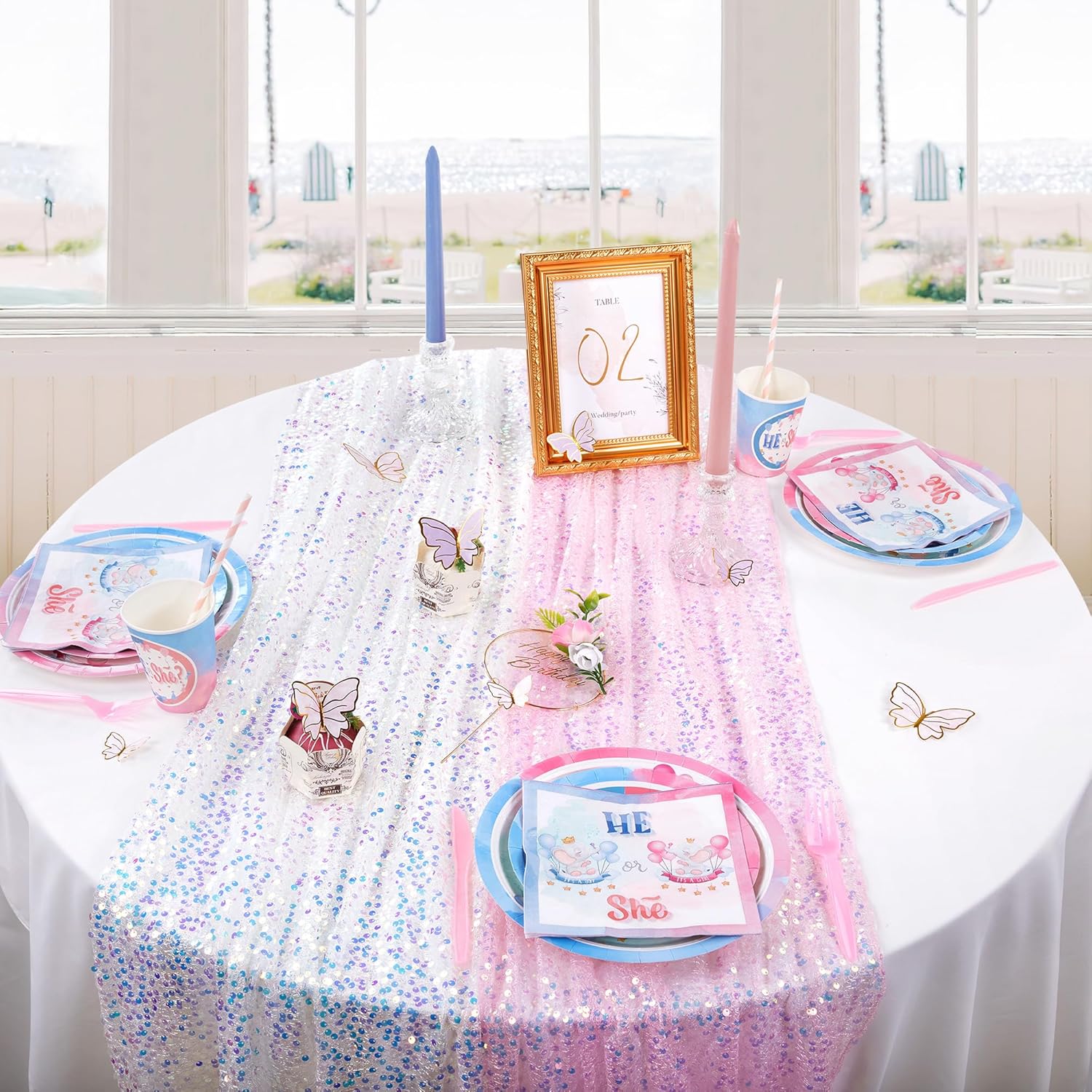 4 szt. Różowe, opalizujące bie – Table Runner Sequin recenzja i cena
