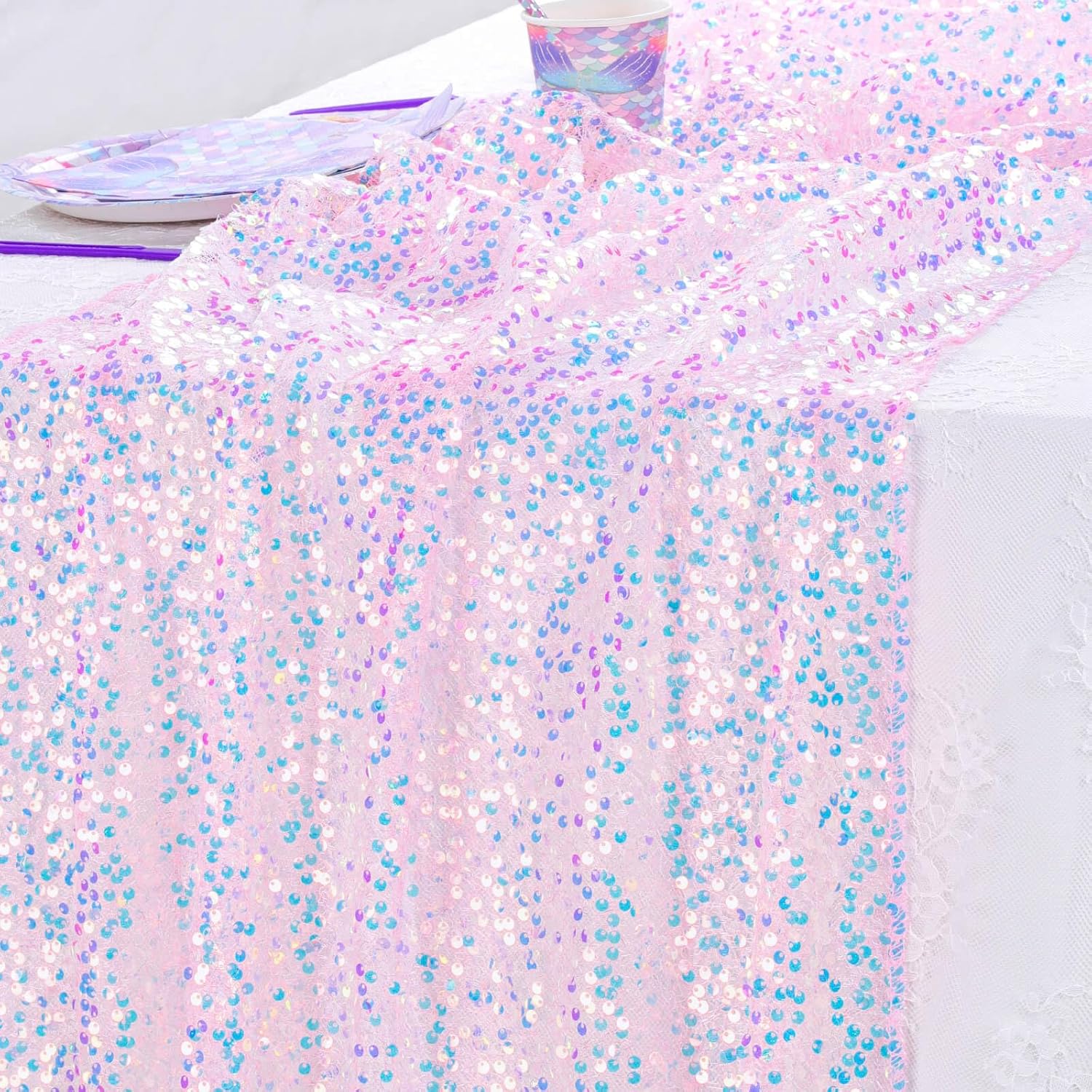 4 szt. Różowe, opalizujące bie – Table Runner Sequin recenzja i cena