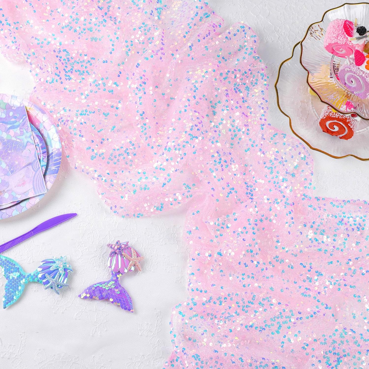 4 szt. Różowe, opalizujące bie – Table Runner Sequin recenzja i cena
